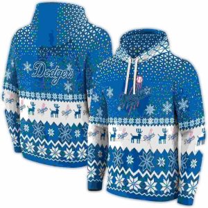 Los Angeles Dodgers Reindeer Motif All Over Print Hoodie