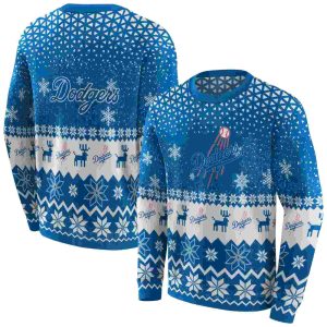 Los Angeles Dodgers Reindeer Motif All Over Print Sweatshirt
