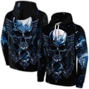 Los Angeles Dodgers Skull Artwork All Over Print Hoodie