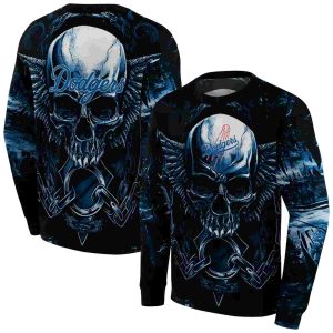 Los Angeles Dodgers Skull Artwork All Over Print Sweatshirt