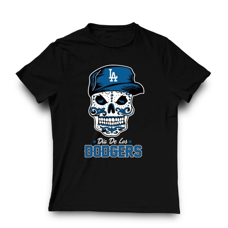 Los Angeles Dodgers Dia De Los Dodgers Skull T-Shirt for Fans - Image 3