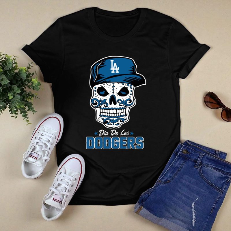 Los Angeles Dodgers Dia De Los Dodgers Skull T-Shirt for Fans - Image 5