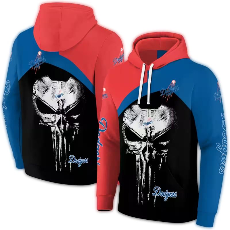 Los Angeles Dodgers Skull Punisher AOP Hoodie 1