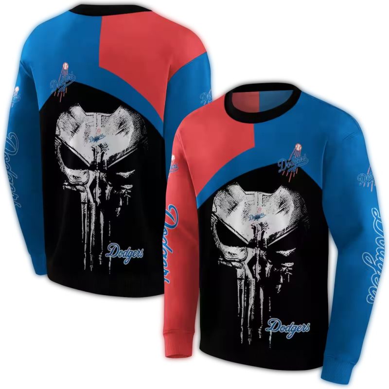 Los Angeles Dodgers Skull Punisher AOP Sweatshirt 1