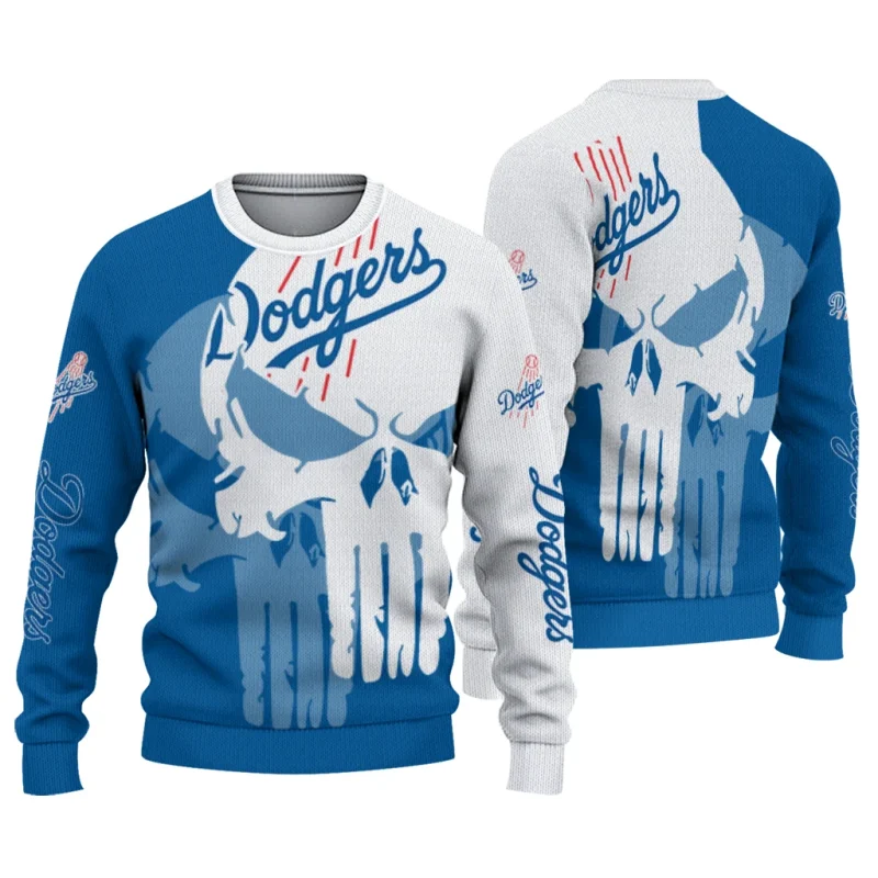 Los Angeles Dodgers Skull Punisher Split Ugly Sweater 1