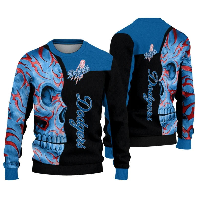 Los Angeles Dodgers Skull Swirl Ugly Sweater 1