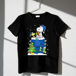 Los Angeles Dodgers Christmas T-Shirt Featuring Snoopy And Woodstock