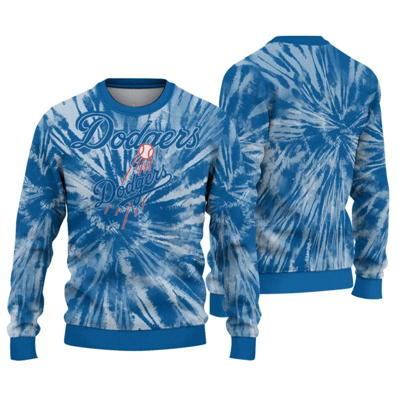 Los Angeles Dodgers Tie Dye Pattern Ugly Sweater 1