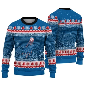 Los Angeles Dodgers Tree Pattern Ugly Sweater