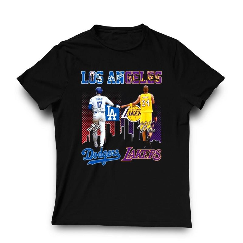 Kobe Bryant & Shohei Ohtani T-Shirt - Los Angeles Lakers & Dodgers Fan Gear - Image 3