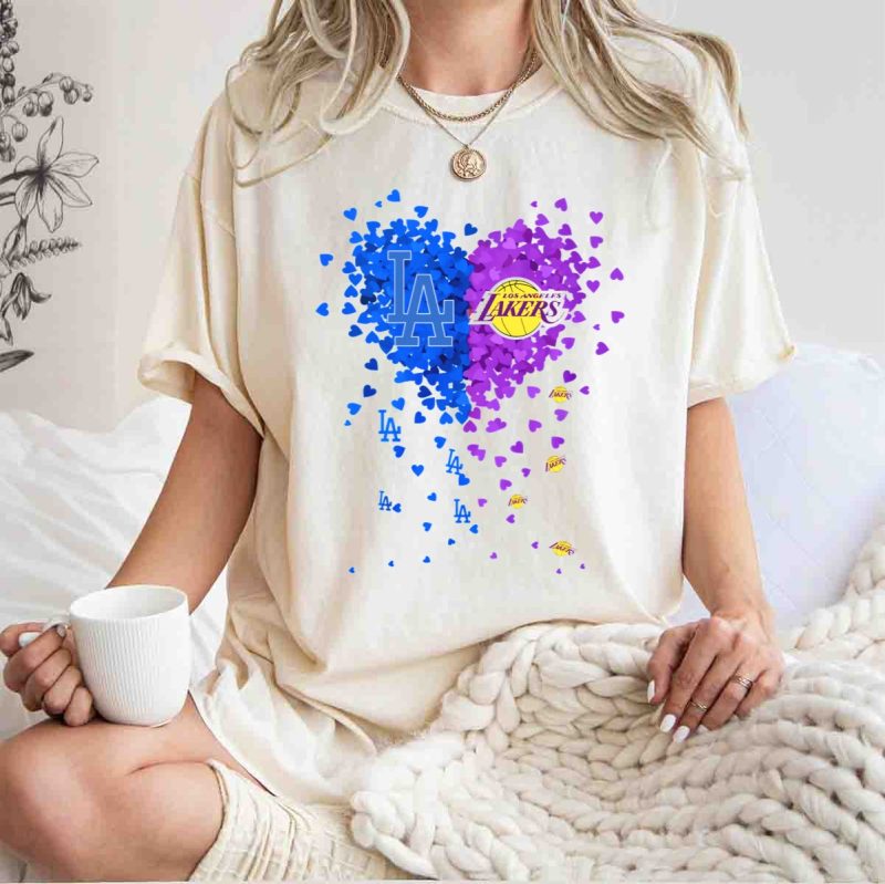 Los Angeles Lakers and LA Dodgers Heart T Shirt.jpeg t shirt 1 1