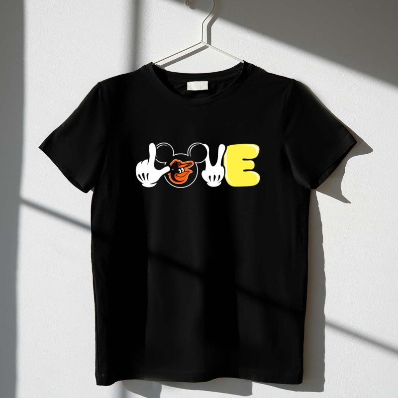 Love Baltimore Orioles Halloween Mickey Mouse Hands T Shirt t shirt 1 1