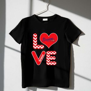 Chevron Heart Design Baseball T-Shirt For Love Braves Fans