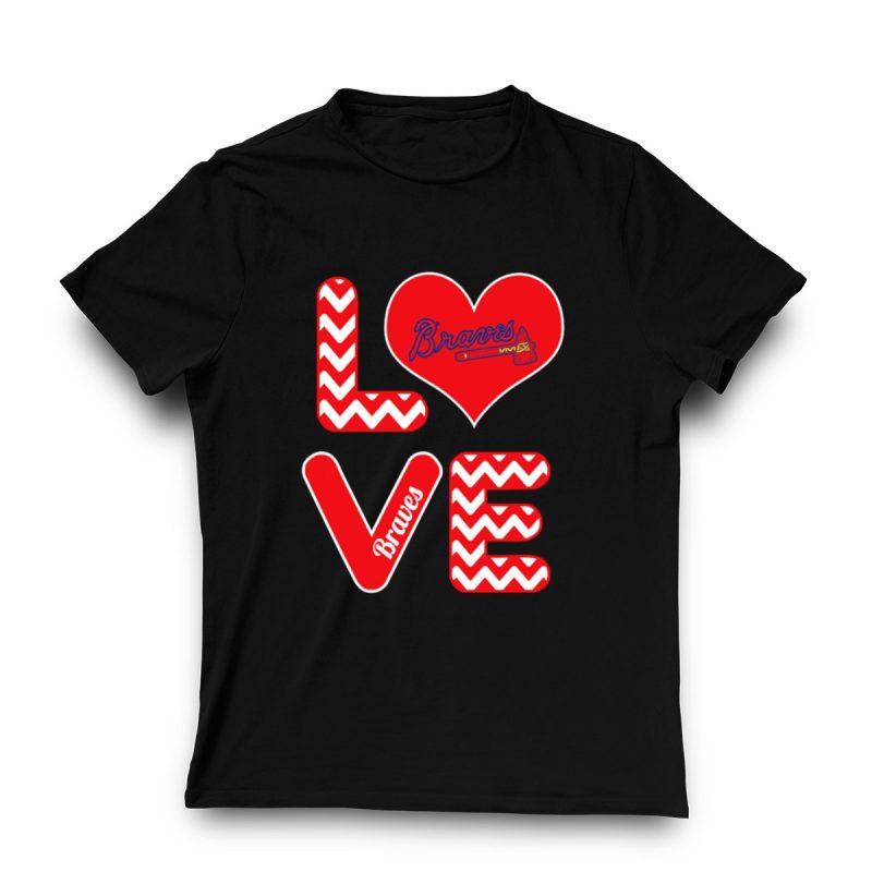 Chevron Heart Design Baseball T-Shirt For Love Braves Fans - Image 3