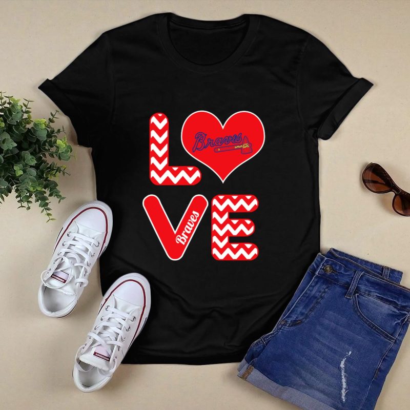 Chevron Heart Design Baseball T-Shirt For Love Braves Fans - Image 5
