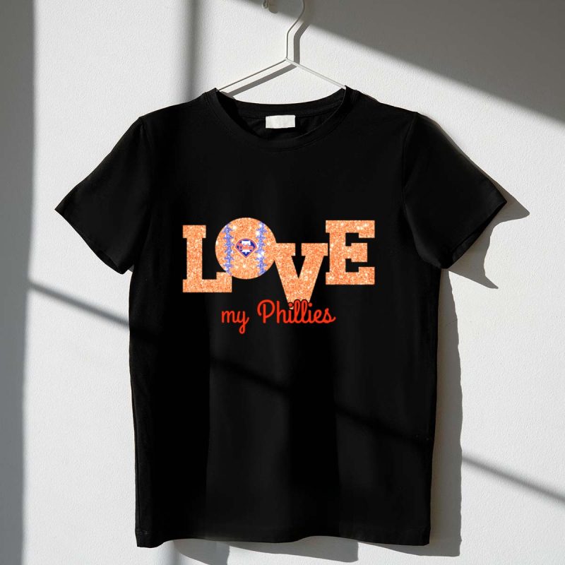 Glitter Heart Baseball T-Shirt for Philadelphia Phillies Fans