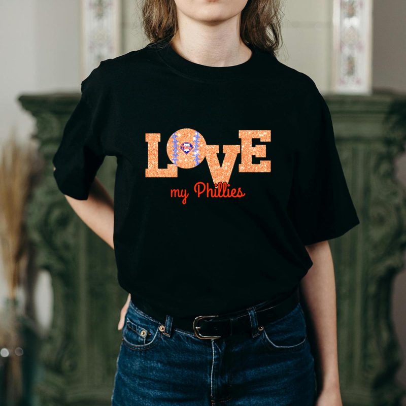 Glitter Heart Baseball T-Shirt for Philadelphia Phillies Fans - Image 2