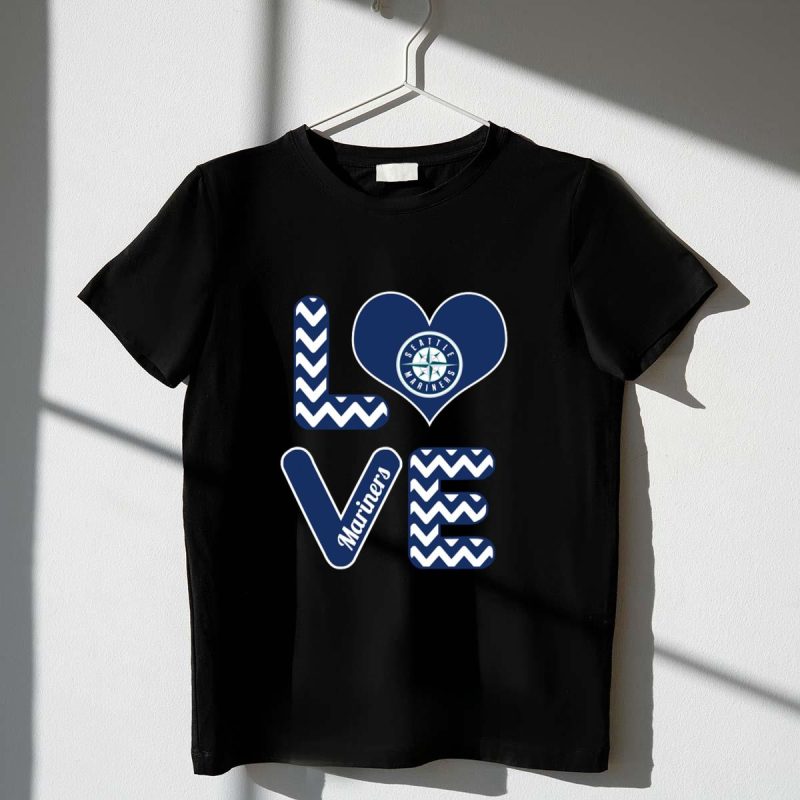Love Seattle Mariners Fans Baseball Chevron Heart Mariners T Shirt t shirt 1 1