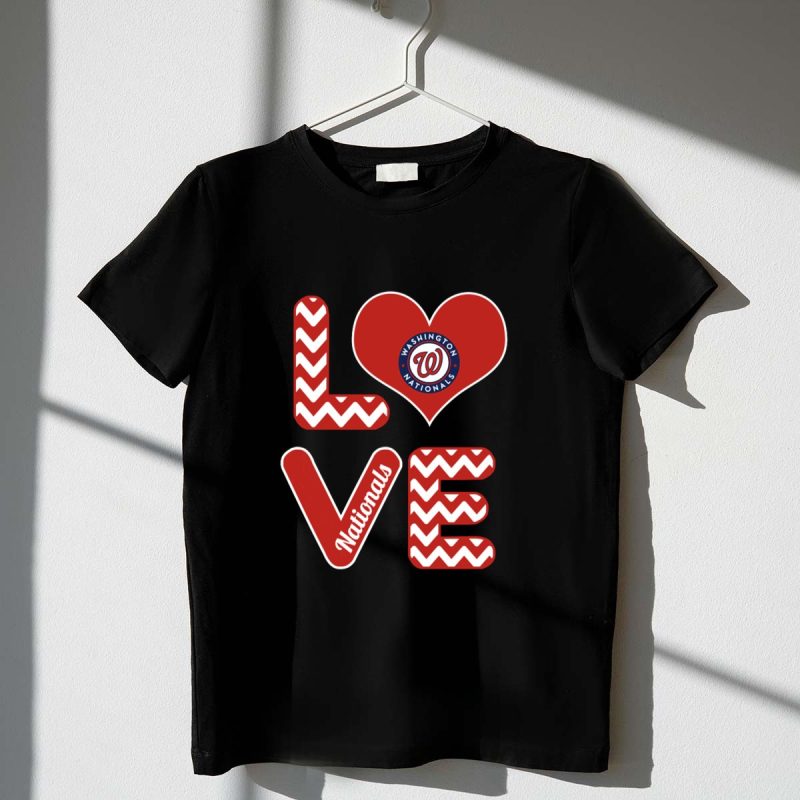 Love Washington Nationals Heart Pattern Logo Fans Baseball T Shirt t shirt 1 1