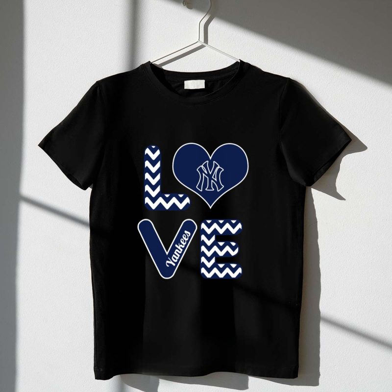Love for New York Yankees Baseball Fans with Iconic Heart and Chevron T Shirt t shirt 1 1