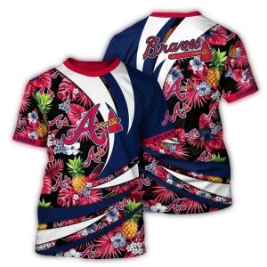Atlanta Braves Pineapple Floral All-Over Print T-Shirt For Fans
