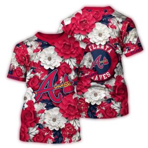 Atlanta Braves Tropical Floral All-Over Print T-Shirt For Fans