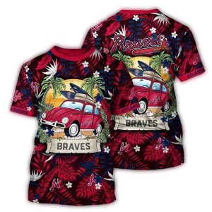 Atlanta Braves Tropical All-Over Print T-Shirt For Camping And Vacation Fun