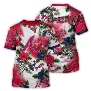 Atlanta Braves Tropical Floral All-Over Print T-Shirt For Fans
