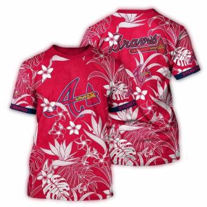 Atlanta Braves Floral Retro All-Over Print T-Shirt - Stylish Baseball Fan Tee
