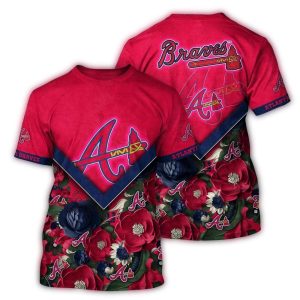 Atlanta Braves Floral All-Over Print T-Shirt For Fans