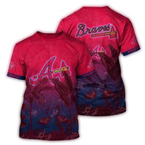 Vintage Atlanta Braves Flamingo All-Over Print T-Shirt For Fans