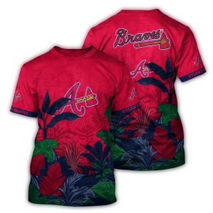 Vintage Atlanta Braves Leaf Pattern T-Shirt For Fans
