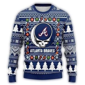 Atlanta Braves Grateful Dead Christmas Ugly Sweater For Holiday Fun