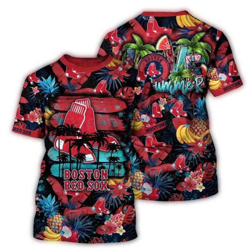 Boston Red Sox Tropical Pineapple Beach AOP T-Shirt for Fans