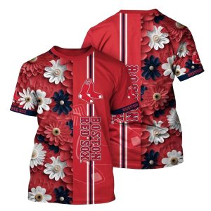 Boston Red Sox Blossom Bloom All-Over Print T-Shirt for Fans