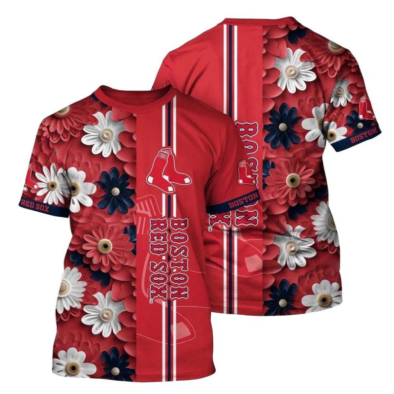 Boston Red Sox Blossom Bloom All-Over Print T-Shirt for Fans