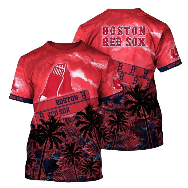 Boston Red Sox Tropical Coconut Sunset All-Over Print T-Shirt