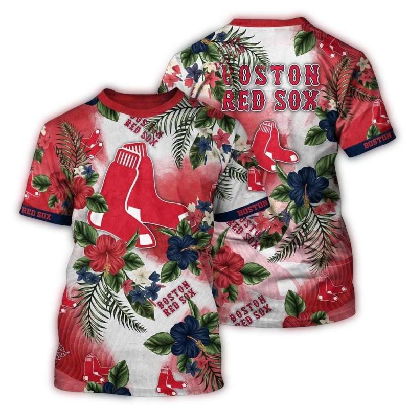 Boston Red Sox Glamorous All-Over Print T-Shirt for Fans