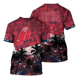 Boston Red Sox Tropical Coconut Pattern AOP T-Shirt for Fans