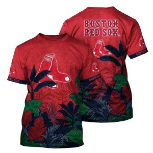 Floral Boston Red Sox Summer All-Over Print T-Shirt for Fans