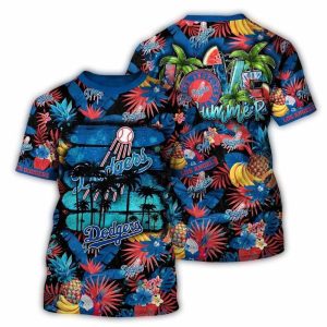 Los Angeles Dodgers Pineapple Coconut Beach All-Over Print T-Shirt