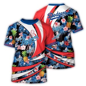 Los Angeles Dodgers Tropical Pineapple Floral AOP T-Shirt for Fans