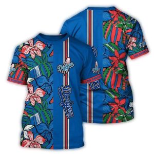 Vintage Los Angeles Dodgers Floral All-Over Print T-Shirt for Fans