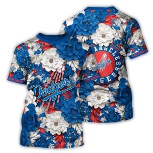 Los Angeles Dodgers Tropical Floral All-Over Print T-Shirt