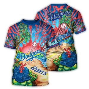Los Angeles Dodgers Tropical Floral Print T-Shirt for Fans