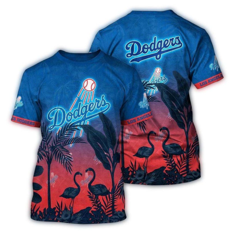 Los Angeles Dodgers Flamingo Floral All-Over Print T-Shirt
