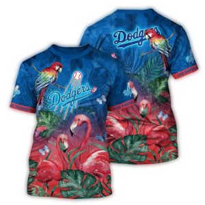 Los Angeles Dodgers Floral Parrot AOP T-Shirt for Fans