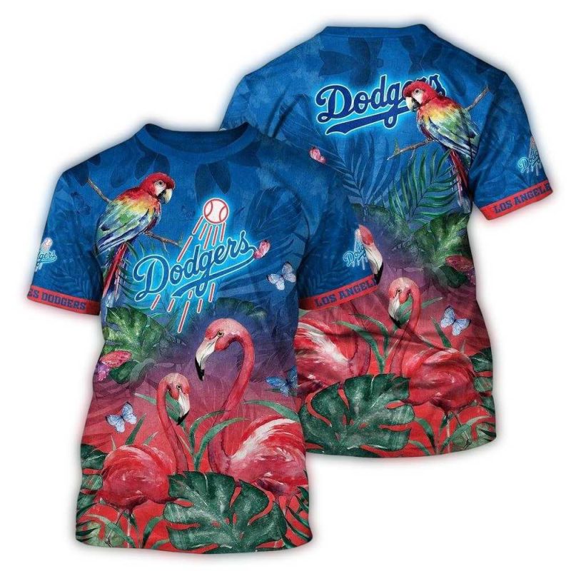 Los Angeles Dodgers Floral Parrot AOP T-Shirt for Fans