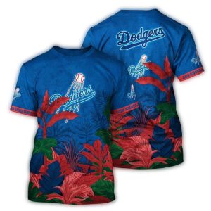 Vintage Floral Los Angeles Dodgers T-Shirt - All Over Print Design