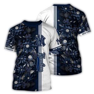 New York Yankees Floral Stripe All-Over Print T-Shirt For Fans